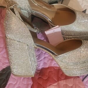 Wild Fable Silver Glitter Block Heels
